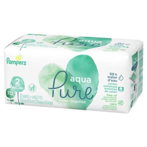 Pampers Aqua Pure Sensitive Baby Wipes 2X Pop-Top 112 Count