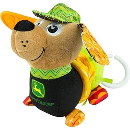 Lamaze John Deere Corn E Dogg Car Seat and Stroller Toy - Soft Baby Hanging Toys - Baby Crinkle Toys with High Contrast Colors - Baby Travel Toys Ages 0 Months and Up