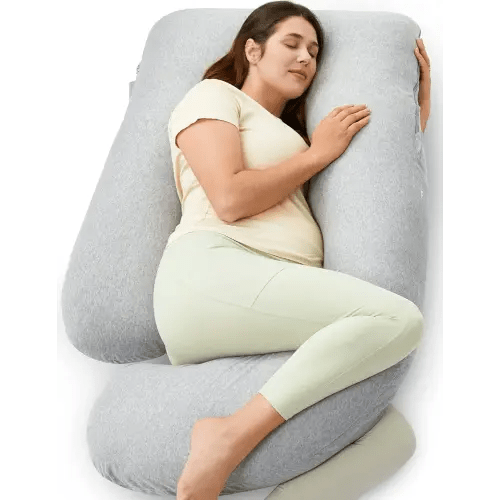 Momcozy U Shaped Pregnancy Pillows with Cotton Removable Cover, 57 Inch Full Body Pillow Maternity Support, Must Have for Pregnant Women, Hatha Grey