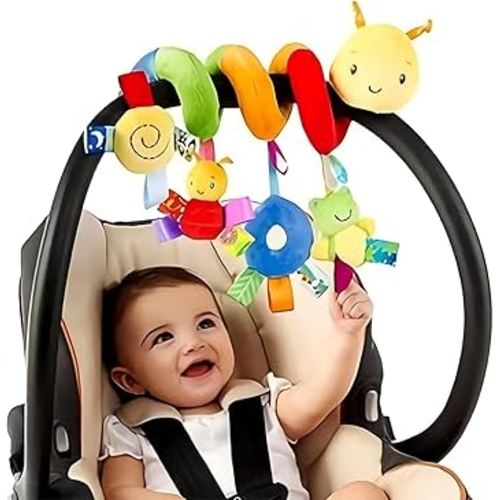 Car Seat & Stroller Toy_Infant Toys Baby Sensory Interaction Cartoon Toys with Ringing Bells_Hanging or Wrapping Around The Infant Bed or Strollea
