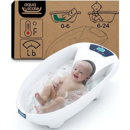 Baby Patent AquaScale Baby Bath Tub - 0-24m - GEN 3 - with Thermometer & Scale | Bathtub for Newborn, Infant & Toddler