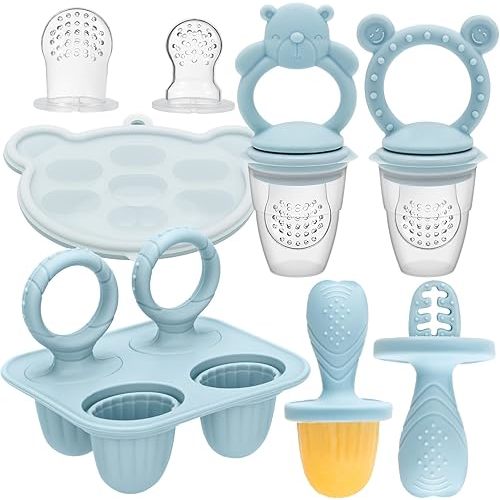 4-Cavity Mini Popsicles Molds with Sticks for Babies, Silicone Fruit Food Feeder Breastmilk Popsicle Molds for Teething Relief, Frozen Treats Maker Popsicle Maker Ice Pop Mold for Toddlers Kids