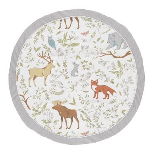 Sweet Jojo Designs Boy or Girl Gender Neutral Unisex Baby Tummy Time Playmat Woodland Toile Grey Green and Taupe