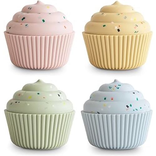mushie Silicone Mix and Match Cupcake Toy 4 Pack | Mold Free
