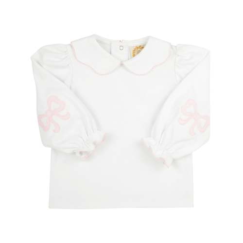 Emma's Elbow Patch Top & Onesie - Worth Avenue White with Palm Beach Pink