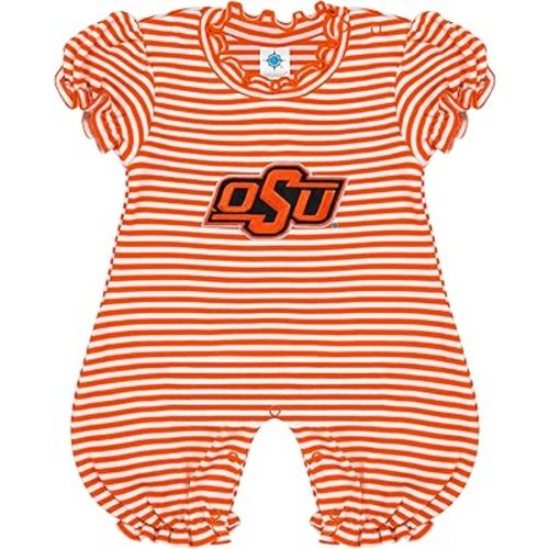 Creative Knitwear College Baby Striped Puff Sleeve Romper - Team Logo, Many Colors, for Girls (Newborn-12 Months)