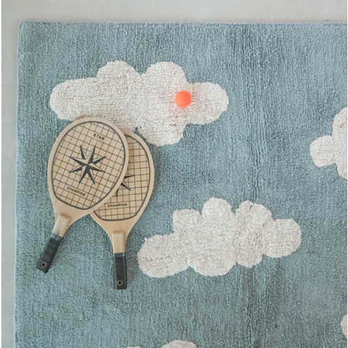 WASHABLE RUG CLOUDS VINTAGE BLUE