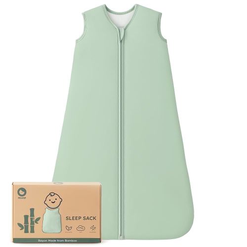 Rayon Made From Bamboo Baby Sleep Sack, SuperSoft 12-18 Months 1.0 Tog Baby Wearable Blanket, Sleeping Sack for Toddler Infant with 2-Way Zipper, Lightweight & Roomy，Green