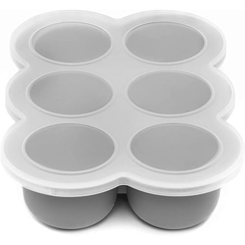 WeeSprout Silicone Freezer Tray with Clip on Lid Perfect Food Storage Container for Homemade Baby Food, Vegetable, Fruit Purees, and Breast Milk (Bright Grey, Six 3 Ounce Sections)
