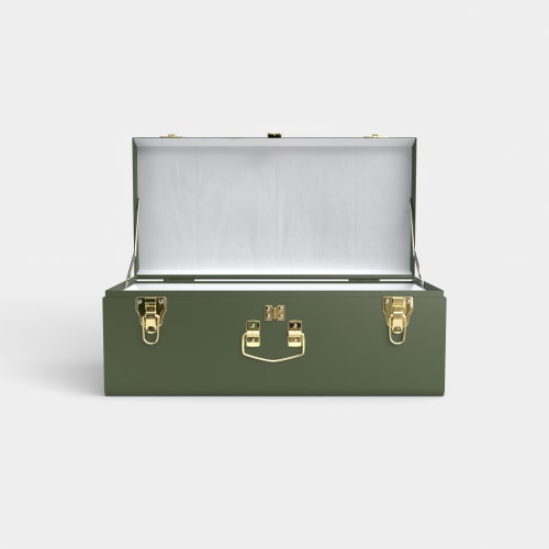 Petite Trunk - Green - White Dot / Embroidery
