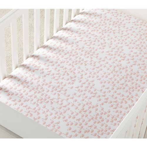 Watercolor Swan Organic Crib Fitted Sheet | Pottery Barn Kids