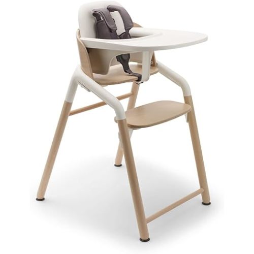 Bugaboo Giraffe Wooden Baby High Chair, Adjustable in 1 Second, Easy to Clean, Safe and Ergonomic Highchair, Suitable from Birth in Combination with Newborn Set (Sold Separately), Neutral Wood/White