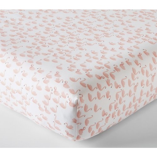 Watercolor Swan Organic Crib Fitted Sheets | Pottery Barn Kids