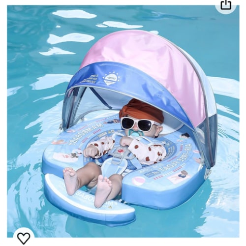 2024 Newest Mambobaby Baby Pool Float with Canopy & Tail Mambobaby Baby Swim Float Non-Inflatable Solid Baby Float Upgrade Soft Waterproof Skin-Friendly Material Infant Swim Float