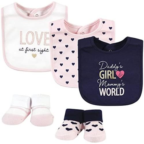 Hudson Baby Unisex BabyCotton Bib and Sock Set