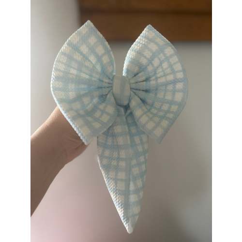 BOW -BABY BLUE SKETCH GINGHAM