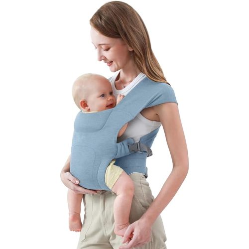 Newborn Carrier, Cozy Baby Carrier, Ergonomic Cross-Back Wrap, Hands-Free with Supportive Comfort, Light Blue