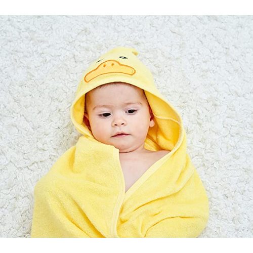 HIPHOP PANDA Hooded Baby Towel - Rayon Made from Bamboo, Soft Hooded Bath Towel for Babie, Toddler,Infant, for Boy and Girl - (Yellow Duck, 30 x 30 Inch) - 30x30 Inch (Pack of 1)