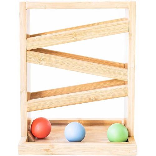 Montessori Small Ball Tracker Wooden Ball Drop - Wood Toys for 3 Year Old - Educational Toy for Baby and Toddler - Ramp Maze Run Track