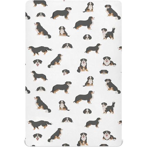 Crib Sheets for Boys Bernese Mountain Dog Toddler Baby Girl Sheets for Crib,Neutral Mini Crib Nursery Mattress Sheets Fitted,Crib Mattress Soft & Breathable 52 * 28 * 9In