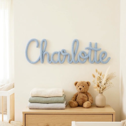 Custom Knitted Wire Name Sign, Nursery Wall Decor, Baby Room Art
