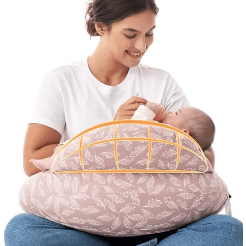 Momcozy Original Nursing Pillow for Breastfeeding-Pioneering Safety Fence- Wider Feeding Pillows for More Support for Mom & Baby- Easier Nursing & Hand Free- Fit for All, Removable Cotton Cover