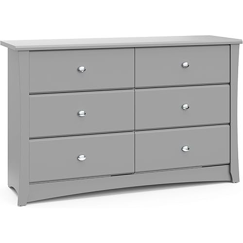Storkcraft Crescent 6 Drawer Double Dresser (Pebble Gray)