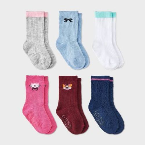 Toddler Girls' 6pk Cat & Dog Bow Crew Socks - Cat & Jack™