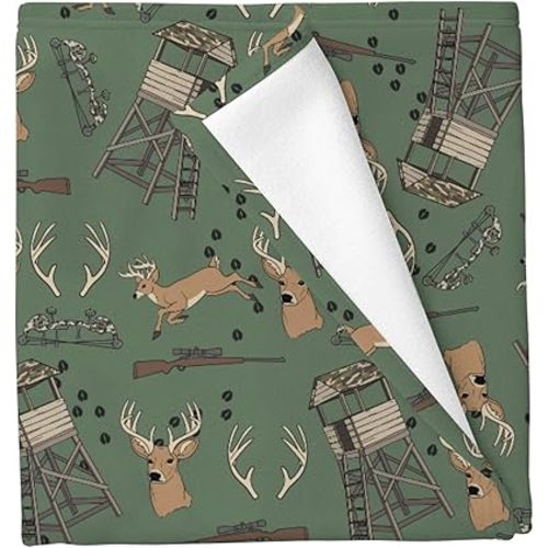 Deer Hunting Baby Blankets for Boys Girls Hunter Tree Stand Swaddle Receiving Blanket Wild Animals Hunter Soft Swaddling Wrap for Unisex Newborn 30x40in