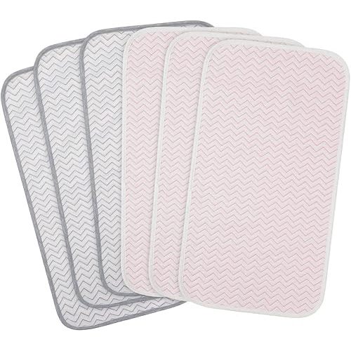 BlueSnail Absorbt and Ultra Soft Quilted Waterproof Changing Pad Liner 6pk (Gray+Pink)