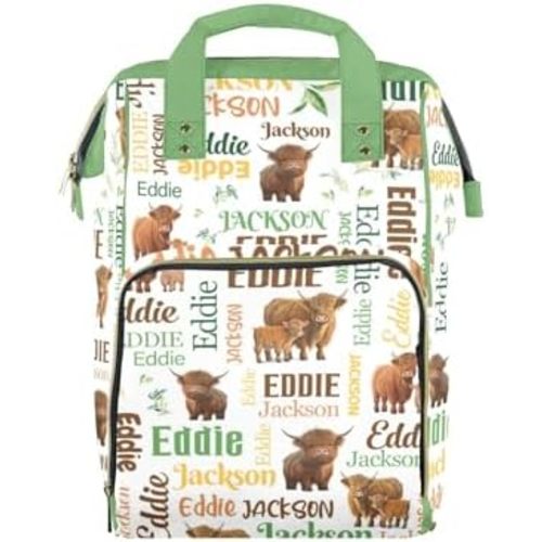 Custom Diaper Bag for Baby Girl Customized Highland Cow Baby Bag Personalized Nursing Bags with Name Custom Name Mommy Daypack Bag Tote Bag Gifts