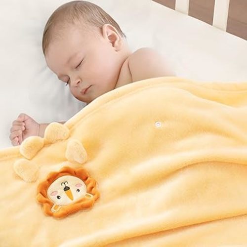 Baby Blanket, Foldable Lion Shape Plush Blanket, Super Soft Warm Breathable Receiving Blankets Newborn Nursery Swaddle Blankets Gifts for Crib Stroller Baby Boys Girls Birthday Baby Shower