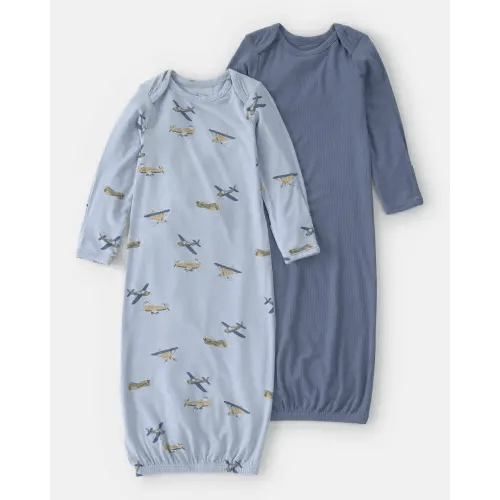 Baby Boy 2-Pack Plane PurelySoft Sleeper Gowns - Blue | Carter's