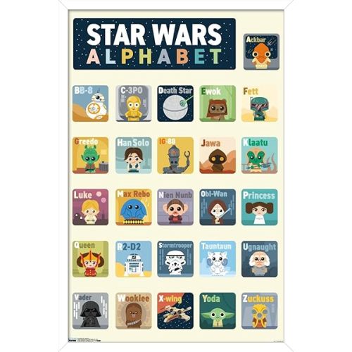 Trends International Star Wars: Saga - Alphabet Wall Poster, 14.725" x 22.375", White Framed Version