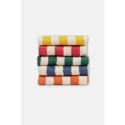 Organic Cotton Striped Muslin Washcloth Set/5