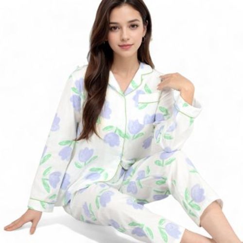 Anna-Kaci Lounge Women's Floral Print 2-Piece Pajama Set with Long Sleeve Button-Up Top and Relaxed Fit Pants