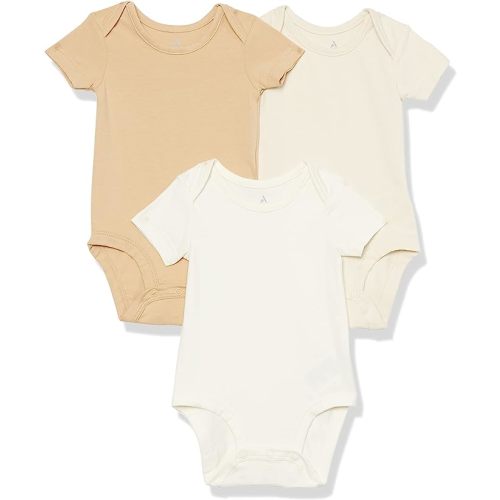 Amazon Aware Unisex Babies' Cotton Stretch Jersey Short Sleeve Bodysuit - Newborn - Neutral