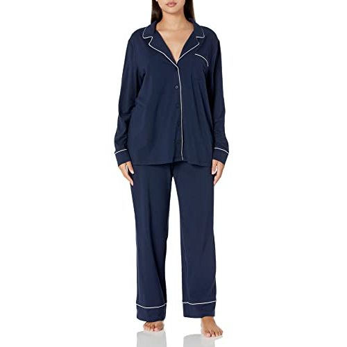 Amazon Essentials Women's Cotton Modal Long-Sleeve Shirt and Full-Length Bottom Pajama Set