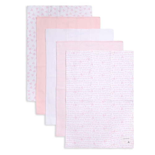 Burt's Bees Baby - Multipack Set, 5-Pack Organic Cotton Extra Absorbent Unisex Burp Cloths for Newborns, Large Size