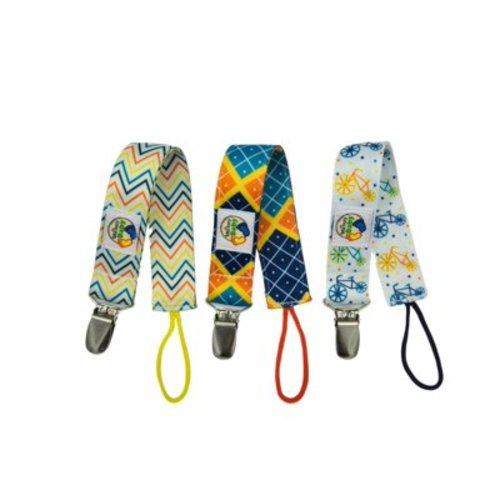 Little Busy Baby Pacifier Clips - Binky and Soothie Holders for Boys, Infants, Toddler, 3 Pack
