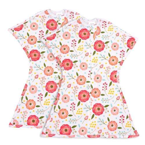 SleepingBaby Zipadee-Zip Transition Swaddle - Cozy Baby Swaddle Blanket with Zipper Convenience - Roomy Wearable Blanket for Easy Diaper Changes - Pretty Poppy, Large (12-24 Month) - 2 Pack