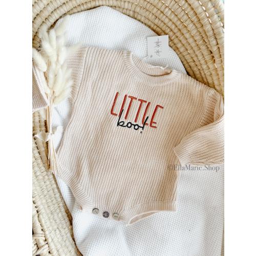 Halloween Baby Sweater, Little Boo Embroidered Knit Romper, First Halloween Outfit, Personalized Custom Sweatshirt, Baby Shower Gift, Boo