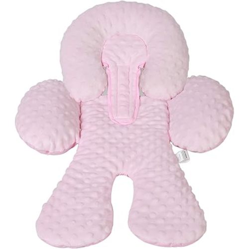 Pro Goleem Infant Car Seat Head Neck Body Support, Ultra-Soft Minky and Microfiber Newborn Car Seat Insert, Perfect for Car Seat, Stroller, 2-in-1 Reversible, Girls, Pink
