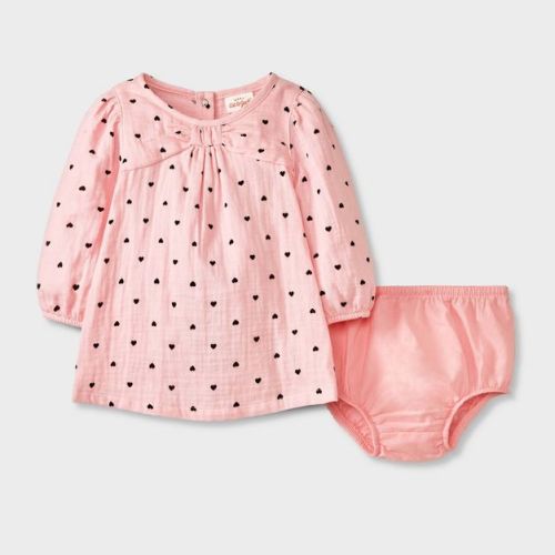 Baby Girls' Dotted Gauze Dress - Cat & Jack™ Pink 0-3m