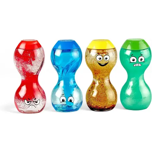 hand2mind Express Your Feelings Sensory Bottles- Primary Emotions, Toddler Sensory Toys, Quiet Fidget Toys, Play Therapy Toys, Calm Down Corner Supplies, Calming Corner, Social Emotional Learning