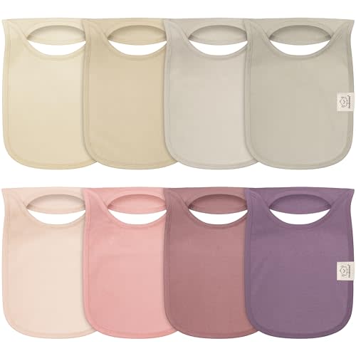 KeaBabies 8-Pack Baby Bibs for Boys, Girls - Pullover Bibs for Drooling Teething Baby Girl & Boy Toddler, Newborn, Soft & Absorbent, Cute Colors, Large Torso Coverage Keep Infant Clean & Dry (Dahlia)