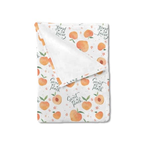 HawSkgFub Sweet As Peach Summer Vibe Fruit Baby Blanket for Girls Gift, Peachy Floral Flannel Fleece Nursery Bed Blankets, Soft Warm Lightweight Newborn Infant Toddler Kids Crib Bedding 30 x 40 Inch