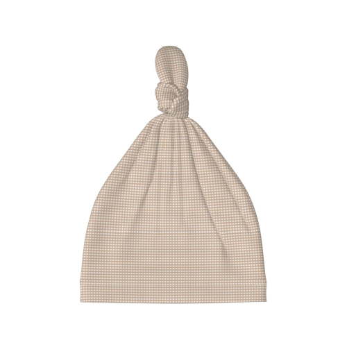 Cauagu Brown Gingham Print Baby Knot Beanie Hats Newborn Hats Soft Headwear for 0-6 Months Infant Baby Girls Boys Caps