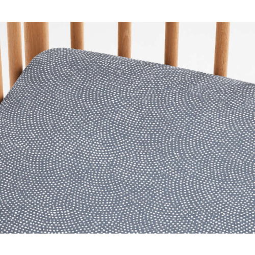 Batik Indigo Organic Cotton Baby Crib Fitted Sheet by Leanne Ford