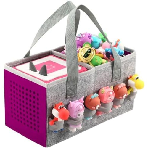 Carrying Case for Toniebox Starter Set and Tonies Figurines, Travel Felt Cloth Musical Toy Folding Bag for Toniebox Accessories (Purple)